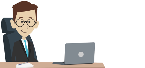 Illustration homme avec ordinateur